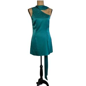 Hutch One Shoulder Sleeveless Silky Dress Sz Small Green